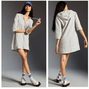 Anthro Daily Practice Gray Hoodie Dress XS Oversized Cotton Blend
